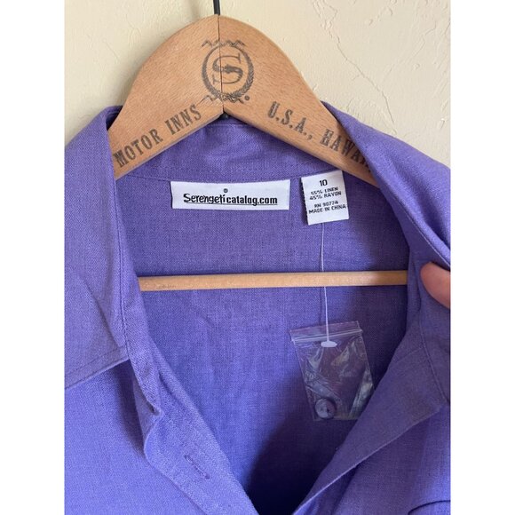 NWOT Serengeti Catalog Rayon Linen Blend Purple Button Front Shirt Dress Maxi Sh - Picture 7 of 9